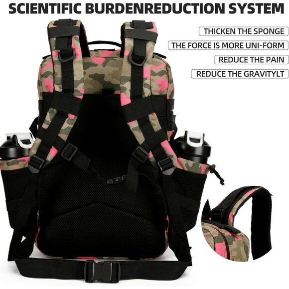 45L Tactical Backpack with Bottle Holder Waterproof Multi Compartment for Hiking - Picture 7 of 7